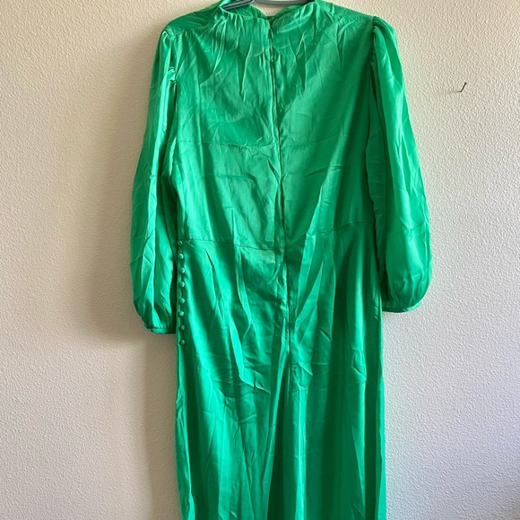 ASOS DESIGN pleat cowl neck satin midi tea dress with puff sleeve size US 12 - Picture 6 of 7